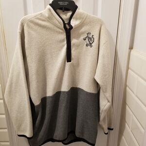 Vintage Disney Tigger Fleece Pullover Quarter Zip Oatmeal Gray Colorblock Y2K